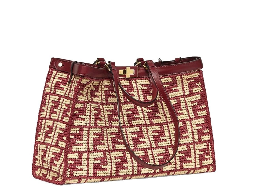 Fendi Fendi Peekaboo X Raffia Tote Bags Fendi Fendi Peekaboo X Raffia Tote Bags
