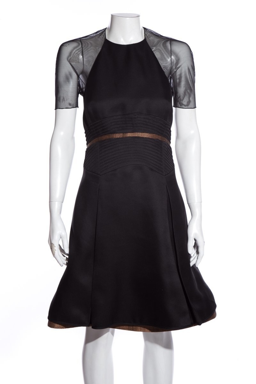 Ralph Rucci Black Mesh Short Sleeve Knee-Length Dress SZ 6 Ralph Rucci Black Mesh Short Sleeve Knee-Length Dress SZ 6
