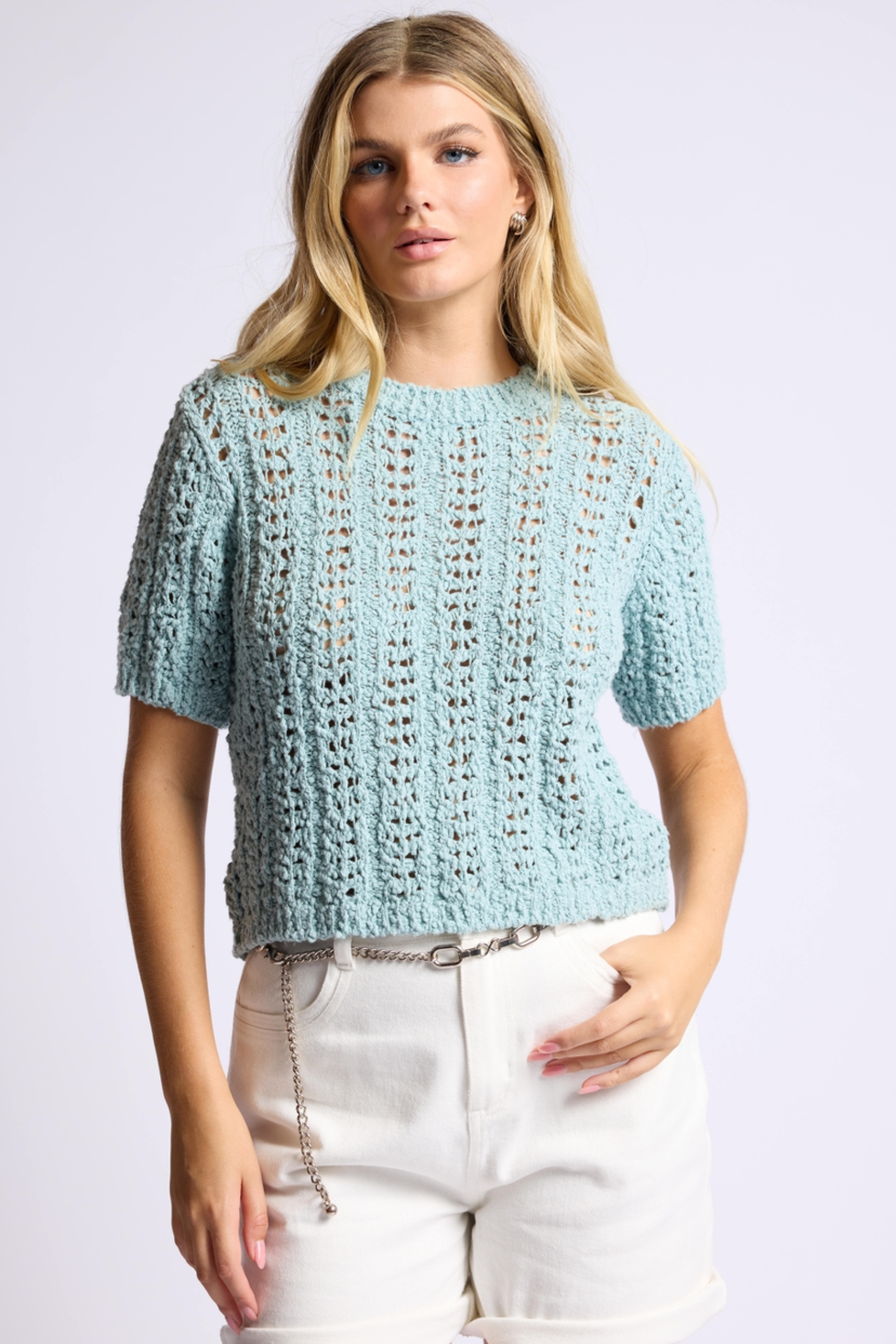 DS Seagrass Twisted Round Neck Pullover Sweater