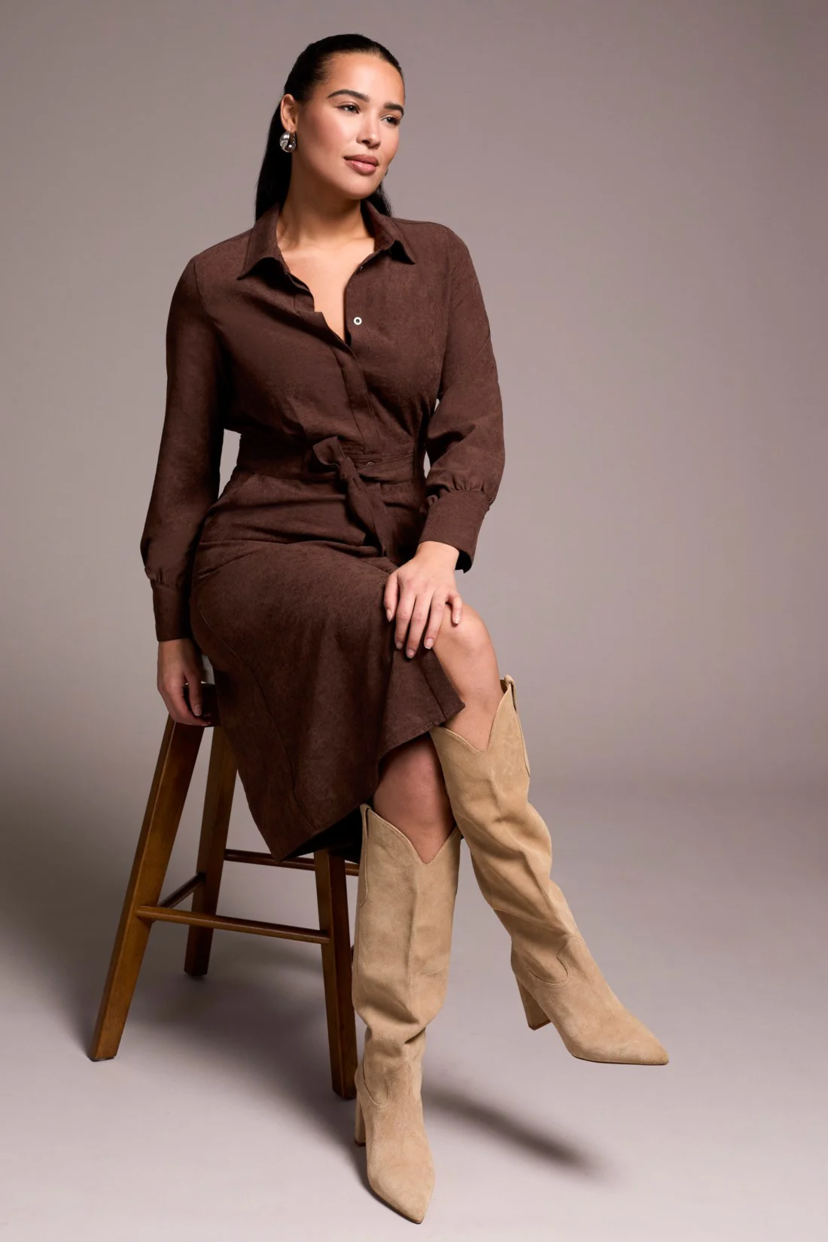 faux suede maxi dress Women's Chocolate Faux Suede Asymmetric Maxi Dress