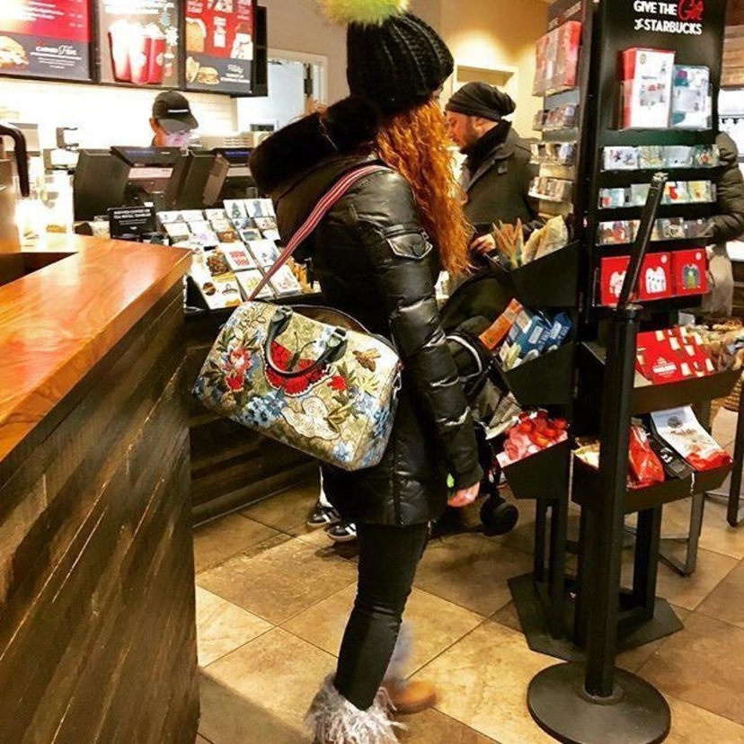 Gucci Gucci Linea A Butterfly Embroidered Boston Bag Bags
