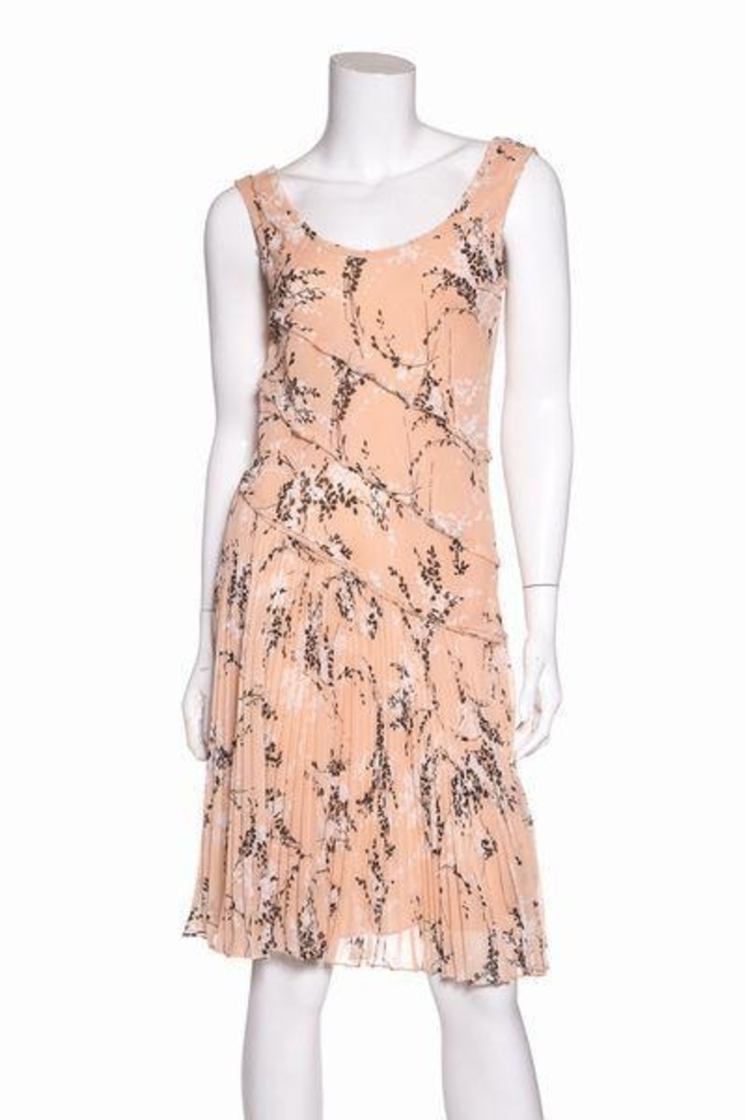 Jason Wu Jason Wu Peach Pleated Floral Print Dress SZ 4 Sale Dresses