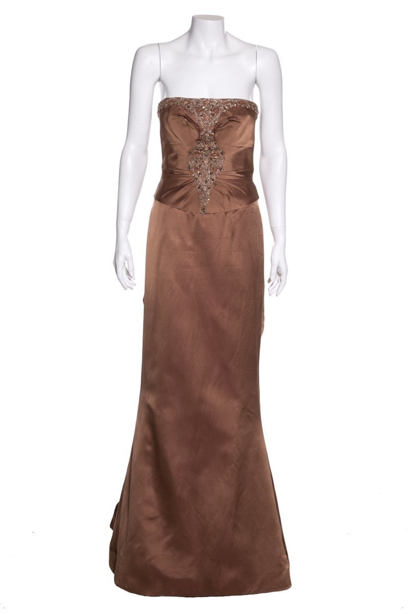 blue dress for baby girl Decadence Strapless Maxi Dress Brown main image 0
